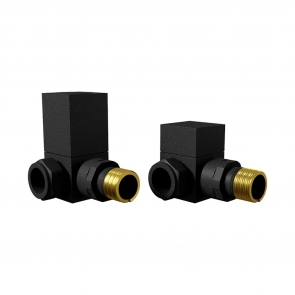 Heatwave Square Black Corner Radiator Valves Pair