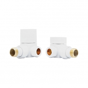 Heatwave Square White Corner Radiator Valves Pair