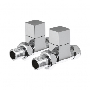 Heatwave Square Chrome Straight Radiator Valves Pair