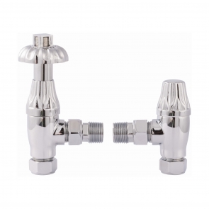 Heatwave Wyndham Chrome Angled Thermostatic Radiator Valve Set