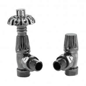 Heatwave Wyndham Black Nickel Angled Thermostatic Radiator Valve Set | Product Image