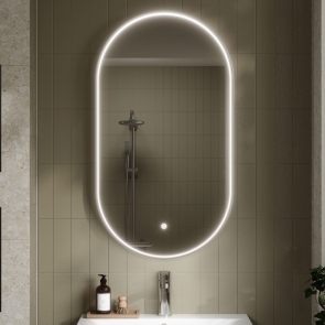 Hudson Reed Columba Chrome Inset Framed LED Touch Sensor Bathroom Mirror 800mm H x 500mm W | Product Image