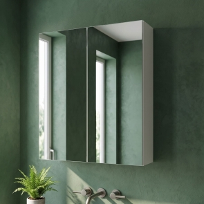 Hudson Reed Fusion Mirrored Bathroom Cabinet (50/50) 600mm Wide - Gloss White | Product Image