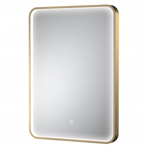 Hudson Reed Pictor Brushed Brass Inset Framed LED Touch Sensor Bathroom Mirror 700mm H x 500mm W | Product Image