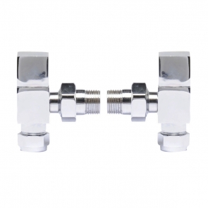 Hudson Reed Pure Square Angled Radiator Valves Pair - Chrome