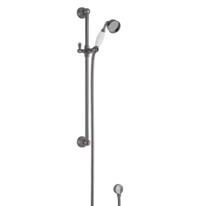Hudson Reed Traditional Slider Shower Rail Kit with Traditional Handset - Brushed Pewter | Product Image