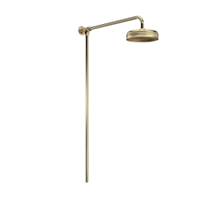 Hudson Reed Traditional Shower Riser Kit with Apron Fixed Shower Head - Brushed Brass | Product Image