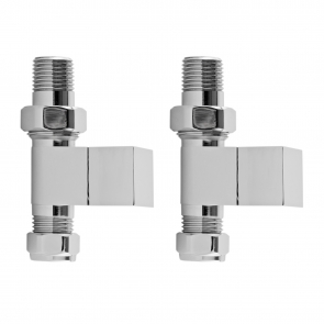 Hudson Reed Straight Square Radiator Valves Pair Pack - Chrome