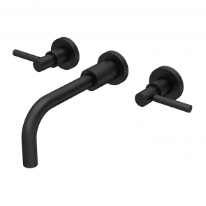 Hudson Reed Tec Lever 3-Hole Basin Mixer Tap Wall Mounted - Matt Black | Product Image