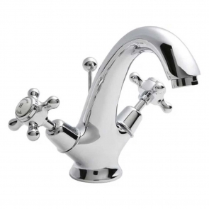 Hudson Reed Topaz Dome Mono Basin Mixer Tap Dual Handle with Pop Up Waste - Chrome