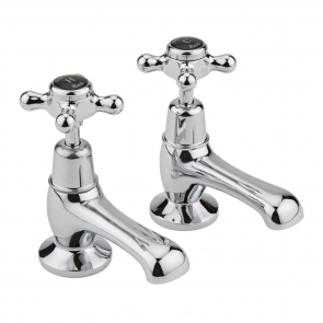 Hudson Reed Topaz Black Crosshead Basin Taps Dome Collar
