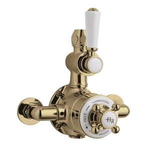 Hudson Reed Topaz Twin Exposed Shower Valve Dual Handle - Brushed Brass | Product Image