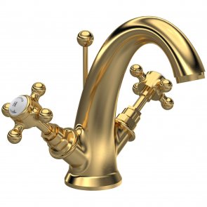Hudson Reed Topaz Hexagonal Collar Mono Basin Mixer Tap with Pop Up Waste - Brushed Brass