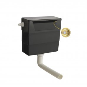Hudson Reed Universal Access Dual Flush Concealed WC Cistern with Brushed Brass Button - Black