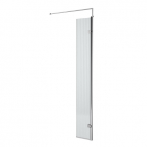 Hudson Reed Fluted Hinged Wet Room Return Panel 1950mm High x 300mm Wide with Support Bar - 8mm Glass
