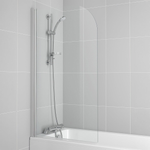 Ideal Standard Connect Round Top Radius Hinged Bath Screen 1410mm H x 820mm W - 5mm Glass | Product Image