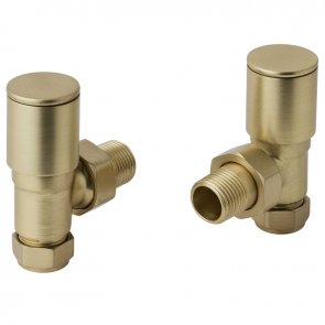 JTP Angled Radiator Valve Pair Pack - Brushed Brass