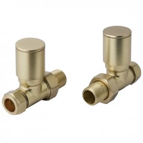JTP Straight Radiator Valve Pair Pack - Brushed Brass