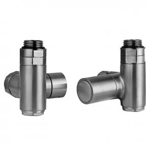 JTP Corner Dual Fuel Radiator Valves Pair Pack - Brushed Black