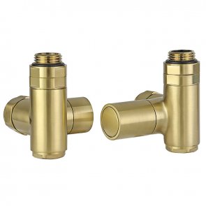 JTP Corner Dual Fuel Radiator Valves Pair Pack - Brushed Brass