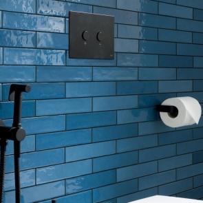 JTP Metal Pneumatic Dual Flush Plate - Matt Black | Product Image