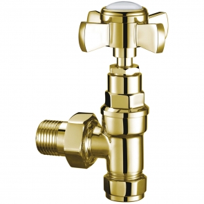 JTP Grosvenor Angled Radiator Valve Pair - Polished Gold | Product Image