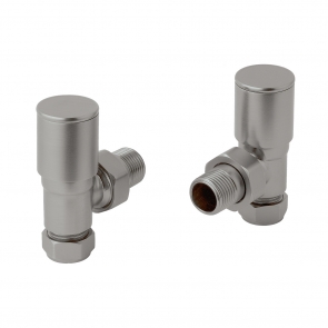 JTP Inox Angled Radiator Valve Pair Pack - Matt Stainless Steel