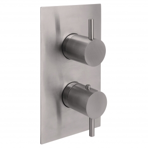 JTP Inox Thermostatic Concealed 3 Outlets Shower Valve Dual Handle - Matt Stainless Steel