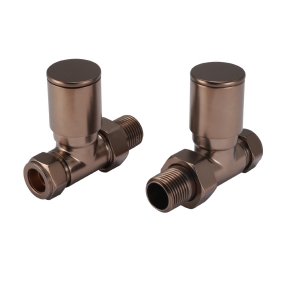 JTP Straight Radiator Valve Pair Pack - Brushed Bronze | Product Image