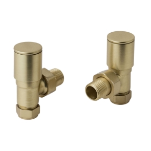 JTP Angled Radiator Valve Pair Pack - Brushed Brass | Product Image