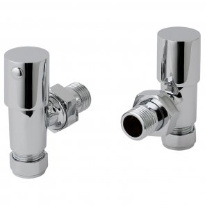 JTP Round Angled Radiator Valves 15mm Pair - Chrome