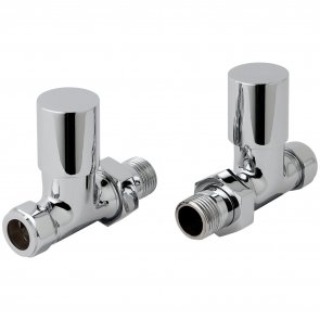 JTP Round Straight Radiator Valves 15mm Pair - Chrome
