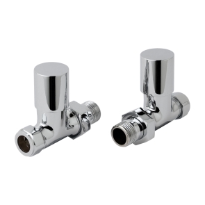 JTP Round Straight Radiator Valves 15mm Pair - Chrome | Product Image
