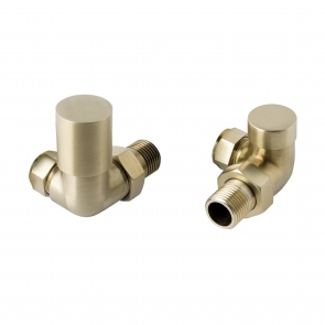 JTP Vos Corner Radiator Valves Pair Pack - Brushed Brass
