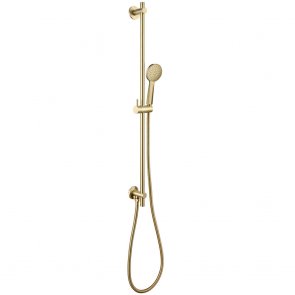 JTP Vos Slider Shower Rail Kit Round Shower Handset and Shower Hose - Brushed Brass