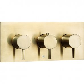 JTP Vos Horizontal Thermostatic Concealed 2 Outlets Shower Valve - Brushed Brass