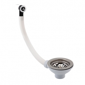 JTP Kitchen Sink Basket Strainer Waste with Round Overflow - Chrome