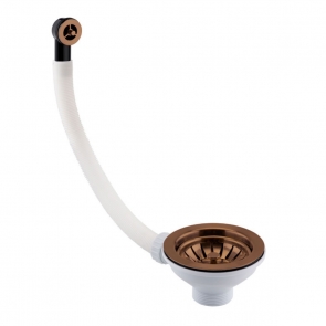 JTP Kitchen Sink Basket Strainer Waste with Round Overflow - Brushed Bronze