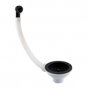 JTP Kitchen Sink Basket Strainer Waste with Round Overflow - Matt Black