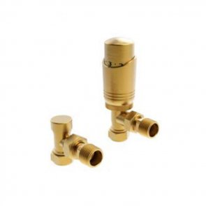Prestige K-Design TRV Angled Twin Radiator Valve Pack - Brushed Brass