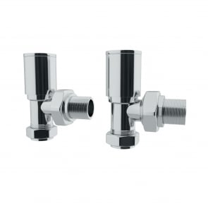 MaxHeat Roundhead Angled Radiator Pair Valves 15mm - Polished Chrome
