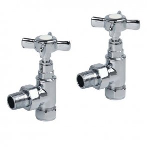 Prestige Traditional Crosshead Radiator Angled Valve Pair - Chrome