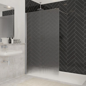 Merlyn 8mm Fluted Wet Room Glass Shower Screen 700mm Wide - Chrome | Product Image