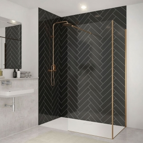 Merlyn 8mm Wetroom Corner Post Profile - Brushed Brass (To Create L-Shaped Enclosure) | Product Image
