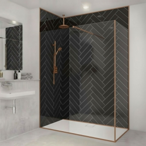 Merlyn 8mm Wetroom Corner Post Profile - Brushed Bronze (To Make a L Shaped Enclosure) | Product Image