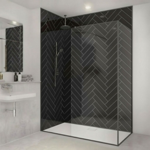 Merlyn 8mm Wetroom Corner Post Profile - Brushed Gun Metal (To Make a L Shaped Enclosure) | Product Image