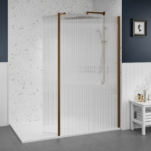 Merlyn 8mm Fluted Wet Room Screen Swivel Panel 300mm Wide - Brushed Bronze | Product Image