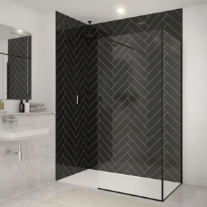 Merlyn 8mm Wetroom Corner Post Profile - Matt Black (To Make a L Shaped Enclosure) | Product Image