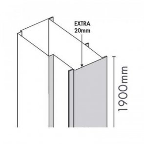 Merlyn Ionic Express Shower Door Extension Profile 20mm Adjustment - Chrome