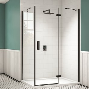 Merlyn Black Side Panel for Hinge Shower Door 800mm Wide - Clear Glass